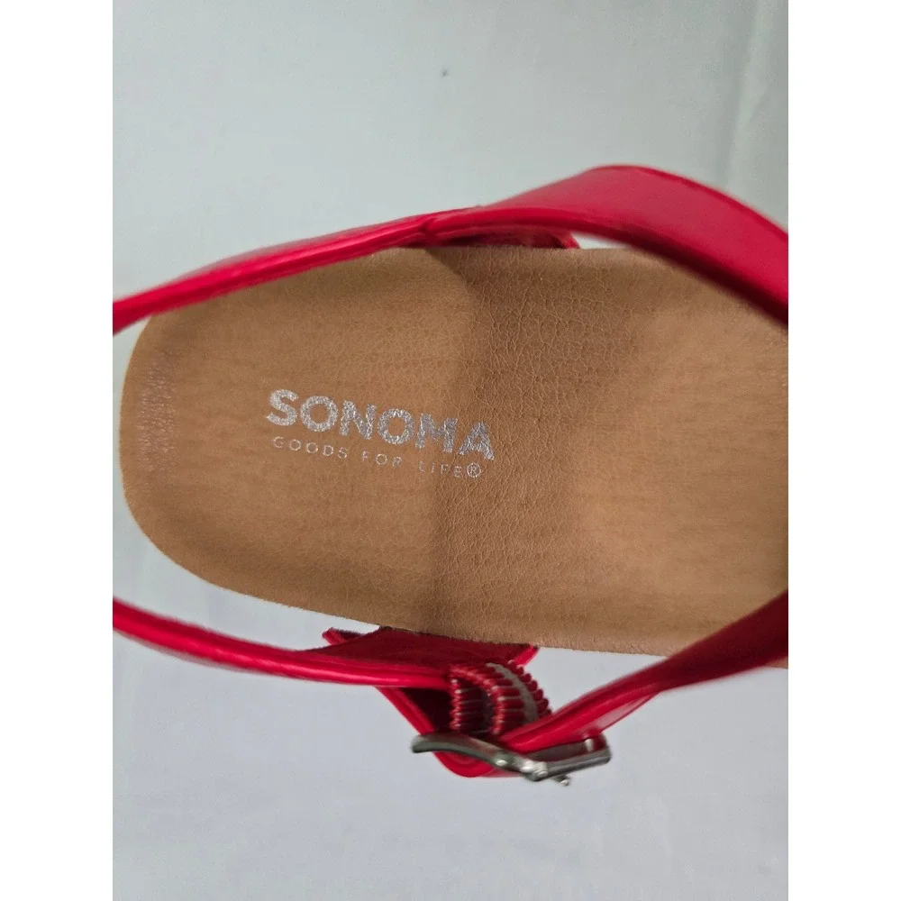 Sonoma Xandera Girls Red Gingham Bow Espadrille Platform Sandals Size 3 NEW